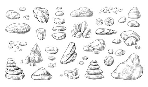 Rock Stones Vector Png Images Hand Drawn Rocks Rock Stone Stack