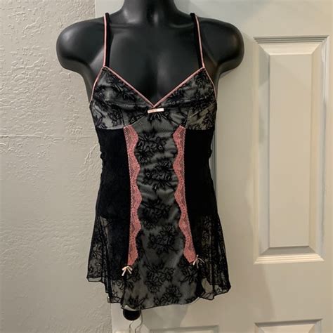 Sofie B Intimates Sleepwear Sophie B M Black Pink Lace Lingerie Nightie Poshmark