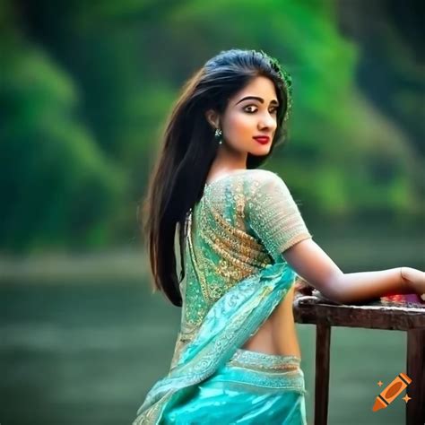 Beautiful Indian Girl With Beautiful Detailed Wideangle View Along