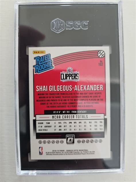 Shai Gilgeous Alexander Panini Donruss Optic Sgc Rc Ebay