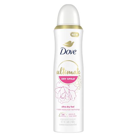 Dove Ultimate Long Lasting Womens Antiperspirant Deodorant Dry Spray Peony And Rose Water 38