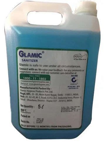 Alcohol Based Hand Sanitizer 5 Ltr Liquid Glamic At Rs 1200 Piece