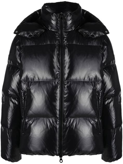 Duvetica High Shine Hooded Puffer Jacket In Black ModeSens