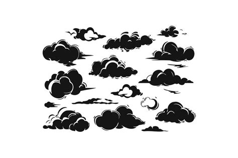 Conjunto De Iconos De Nubes Negras Dise O De Ilustraciones Vectoriales