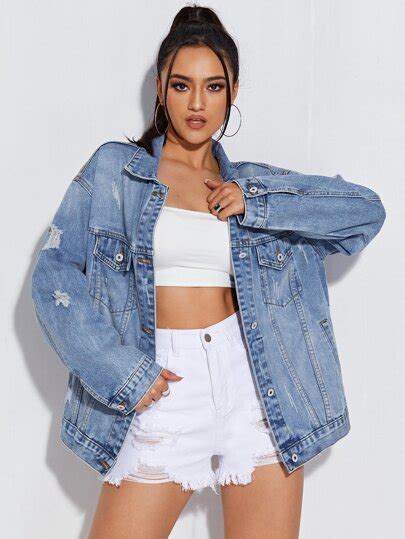 Denim Jackets Shop Womens Denim Jackets Online Shein Uk