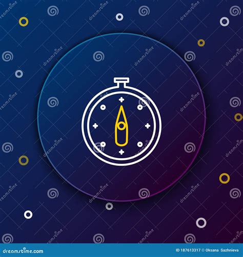 Line Compass Icon Isolated On Blue Background Windrose Navigation