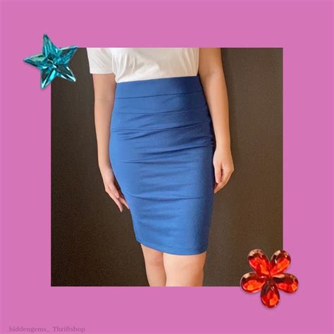 Jual Thrift Olympia Blue Skirt Sodaice Rok Span Blue Indonesia Shopee