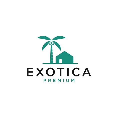 Tropical House With Palm Tree Logo Vector Tropical Beach Home Or Hotel