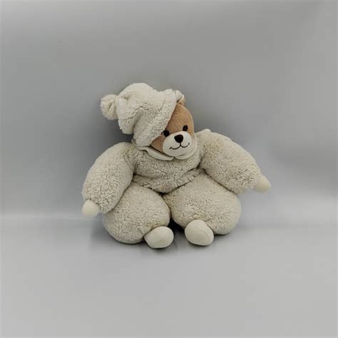 Doudou Ours Beige Blanc Bonnet Bukowski