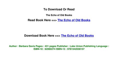 DOWNLOAD Pdf The Echo of Old Books By Barbara Davis.pdf | DocDroid