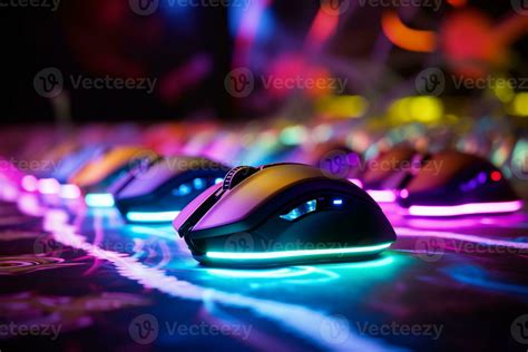 Close ups of RGB lit gaming mouse. Generative AI 31581582 Stock Photo ...