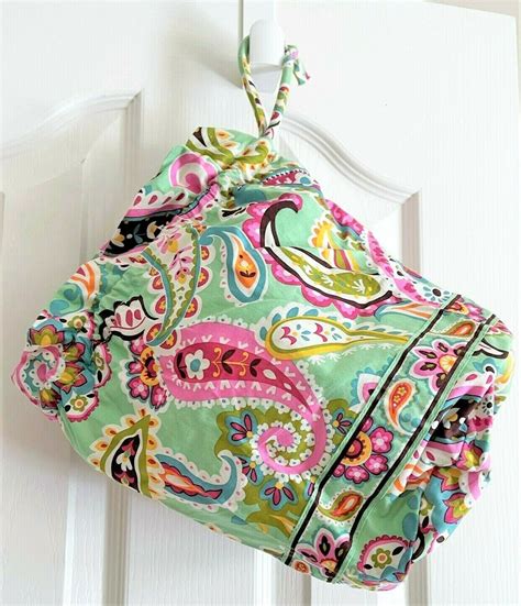 Vera Bradley Ditty Bag Drawstring Sack Tutti Frutti Green Paisley