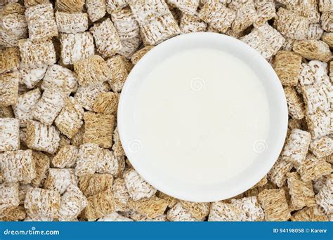 Healthy Whole Grain Cereal with Bowl of Milk Stock Photo - Image of ...