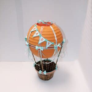 Hot Air Balloon Centerpiece B A B Y Orange And Teal Up Up And Etsy