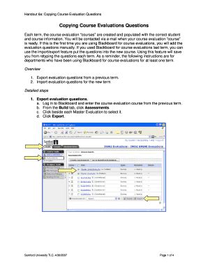 Fillable Online Handout A Copying Course Evaluation Questions Fax