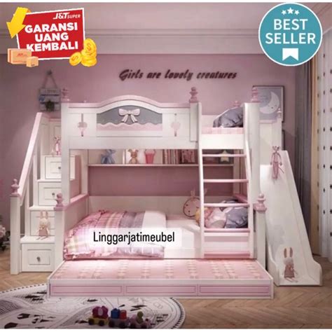 Jual Tempat Tidur Tingkat Perosotan Seluncur Anak Perempuan Dewasa Kayu