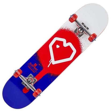 Blueprint Skateboards Spray Heart Redblue Complete Skateboard 75