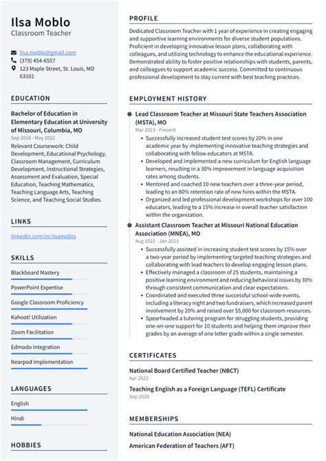 Top 18 Classroom Teacher Resume Objective Examples