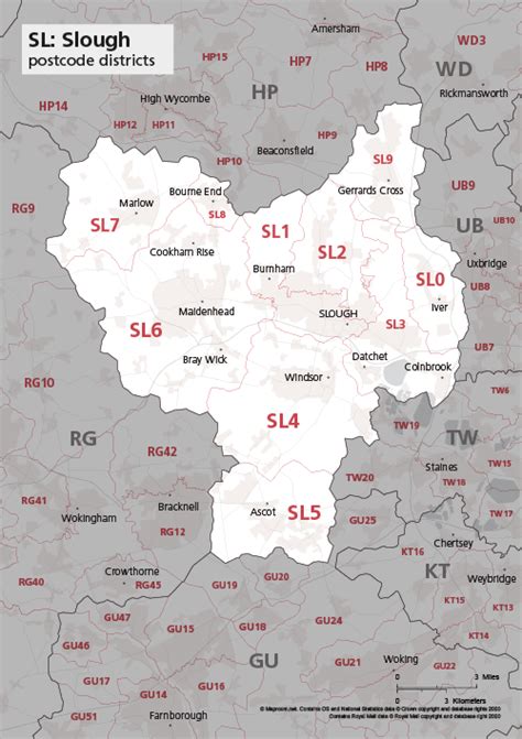 Map of SL postcode districts – Slough – Maproom