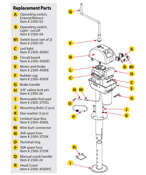 4500 lb Electric Tongue Jack Replacement Parts - Stromberg Carlson ...