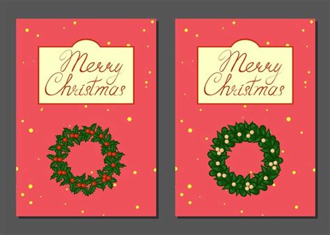 Premium Vector Merry Christmas Greeting Card Set