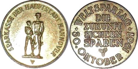 Token Sparkasse Weltspartag 1967 Hannover Federal Republic Of