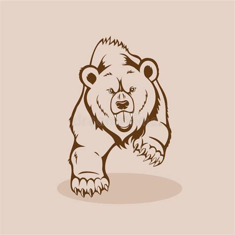 Angry Grizzly Bear Growls And Shows Teeth Black Logo With Big Wild