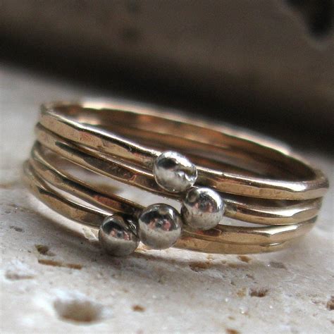 Stacking Rings Rustic Silver and Gold