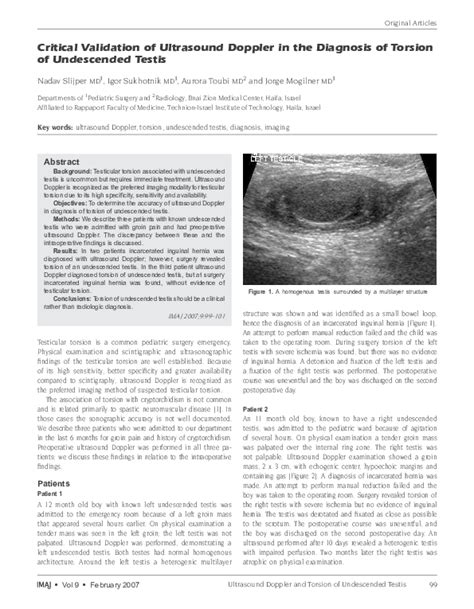 Pdf Critical Validation Of Ultrasound Doppler In The Diagnosis Of