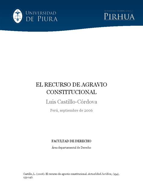 Recurso De Agravio Constitucional Pdf Derecho Constitucional