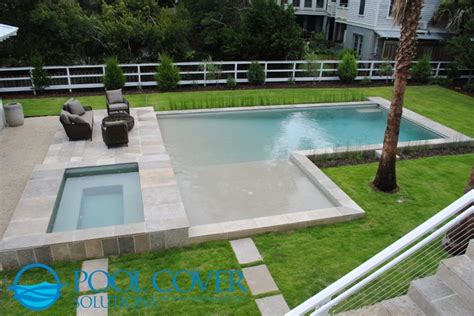 L Shaped Pool with two automatic covers - Beach Style - Pool ...