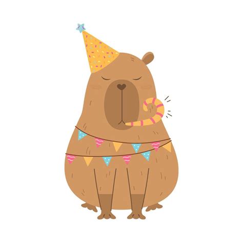 Funny Capybara Happy Birthday Greetings Vector Art At Vecteezy