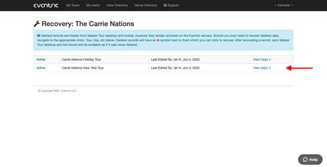 How To Recover A Deleted Tour Date Eventric Support