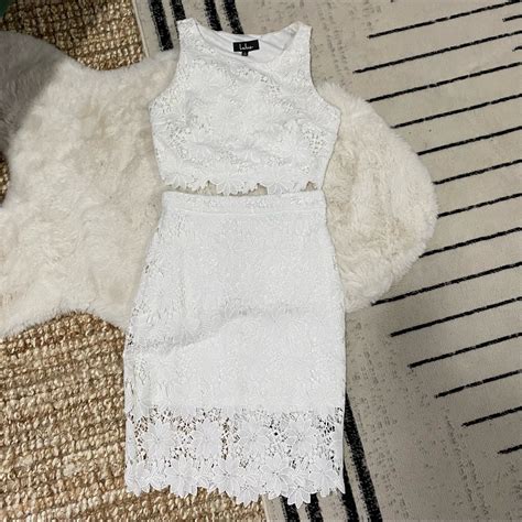 Lulus 2 Piece White Lace Set Gem