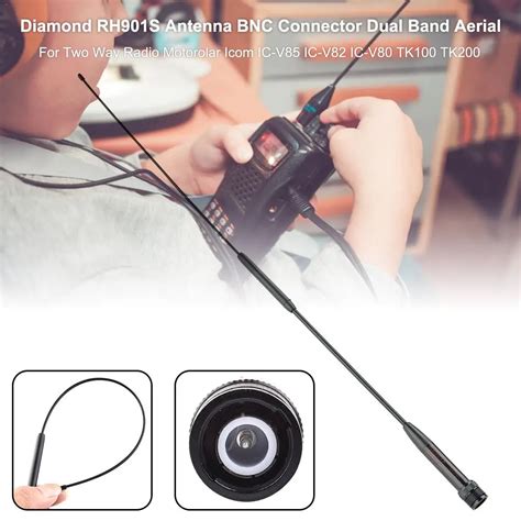 Hand Dual Band Aerial Antenna Diamond Rh S Bnc Connector For Two Way