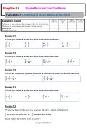 Examen Fractions Ere Secondaire Bilan Et Controle Corrig Pdf