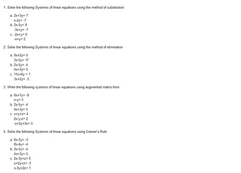 Solved 1 Solve The Following Systems Of Linear Equations