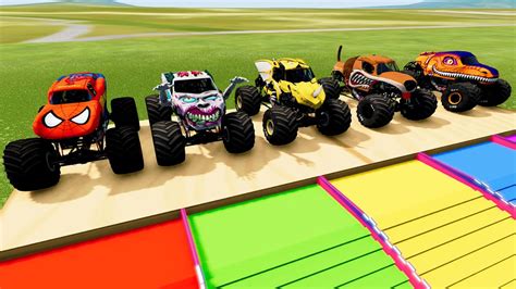 Best Monster Jam Trucks Jumping Through Giant Portal Challenge Beamng