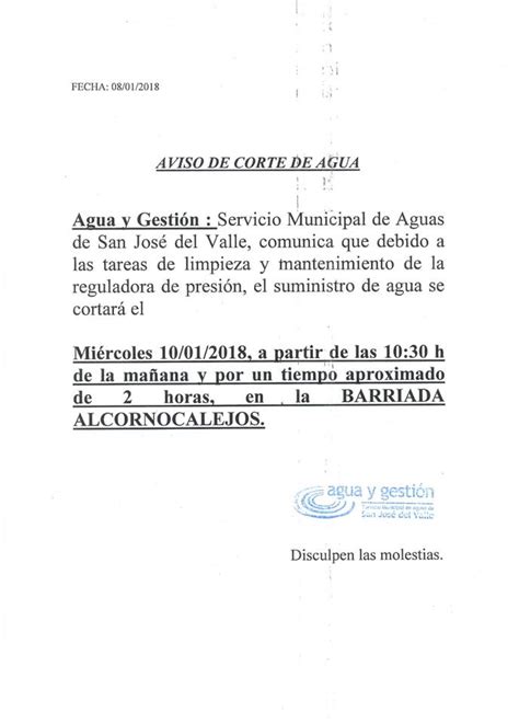 Aviso Corte Agua