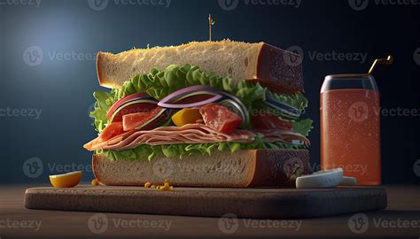 Sandwich on table, tasty food illustration. Generative ai 22006714 Stock Photo at Vecteezy