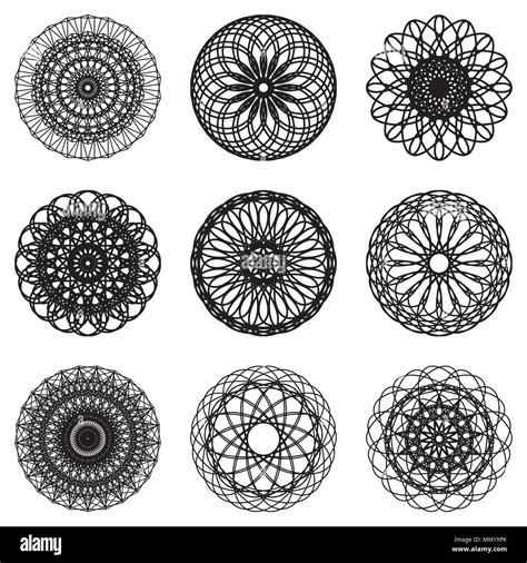 Abstract geometric shapes, futuristic wavy fractal of star and circle ...