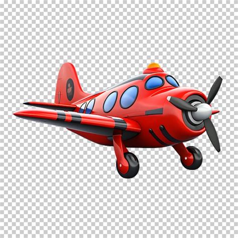 Premium PSD | Red airplane cartoon style isolated on transparent background