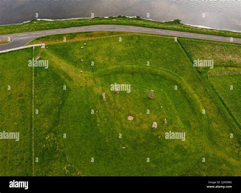 Aerial view of the Neolithic Stones of Stenness, Orkney Island ...