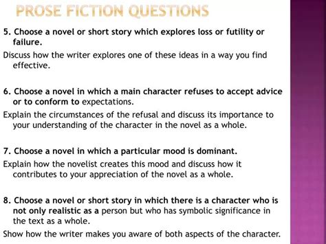 PPT - Prose Fiction questions PowerPoint Presentation - ID:2831131