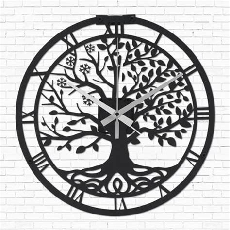 Amazon Qmetalart Tree Of Life Wall Clock Inch Metal Silent Non