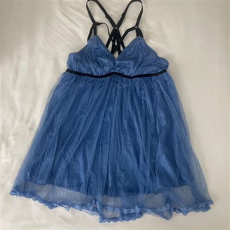 Vintage Lingerie Dress Blue Lace Dress With Depop