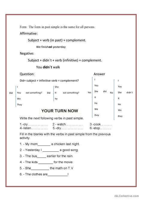 Past Simple And Past Continuous Fran Ais Fle Fiches Pedagogiques Pdf