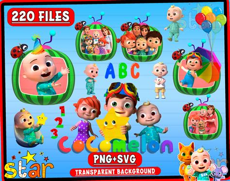 220 Bundle Cocomelon Svg Cocomelon Clipart Cocomelon Png Etsy