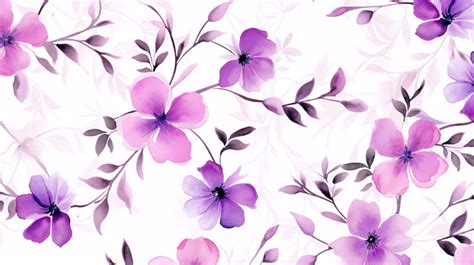 Purple Watercolor Floral Exquisite Illustration Seamless Pattern Of