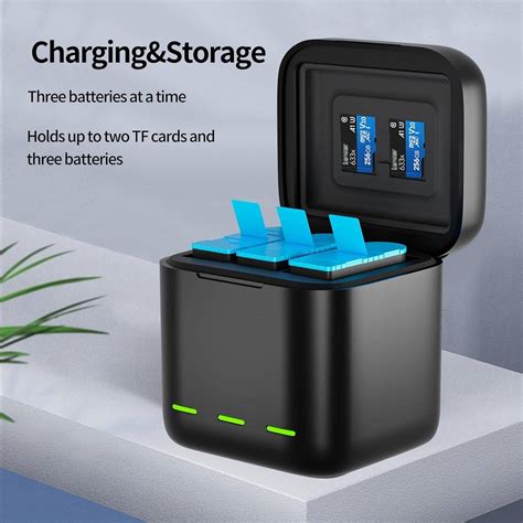 Telesin Triple Charger And Battery Storage Box With Channels Charger